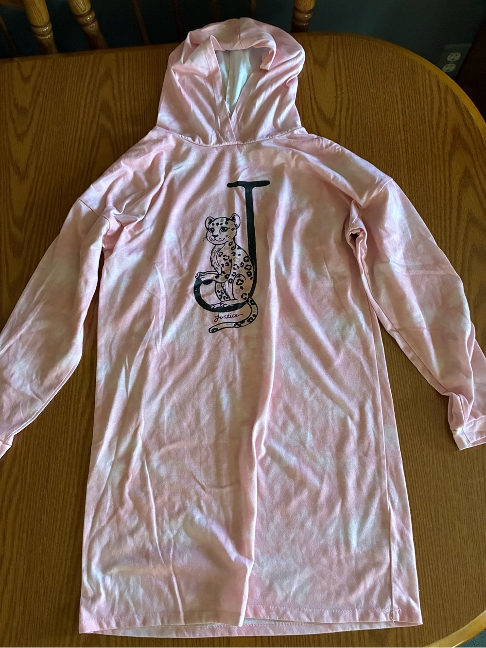 Justice Light Pink Hooded Tunic with Leopard J Graphic